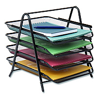 Mind Reader Tiered Metal Mesh Desk Tray Organizer, 4-Tier, Letter Size, 13.75 x 12 x 12.5, Black (4TPAPERBLK)