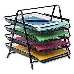 Mind Reader Tiered Metal Mesh Desk Tray Organizer, 4-Tier, Letter Size, 13.75 x 12 x 12.5, Black (4TPAPERBLK)