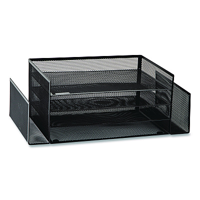 Mind Reader Metal Mesh Desktop Organizer Letter Tray, 6 Sections, Letter Size, 9.15 x 16.75 x 6, Black (4TSIDE2BLK)