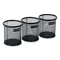 Mind Reader Metal Mesh Utensil Holder, 3.5" dia x 3.7"h, Black, 3/Pack (CLIPMESH3BLK)