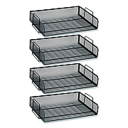 Mind Reader Stackable Paper Desk Tray Organizer, Letter Size, 9.75 x 14 x 3.25, Black, 4/Pack (DSTACK4BLK)
