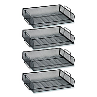 Mind Reader Stackable Paper Desk Tray Organizer, Letter Size, 9.75 x 14 x 3.25, Black, 4/Pack (DSTACK4BLK)