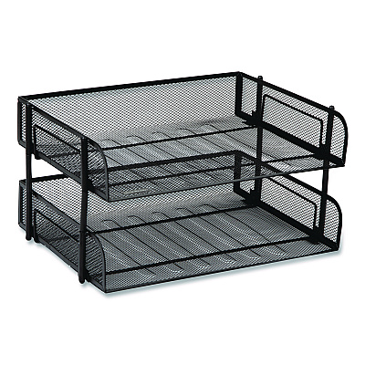 Mind Reader Stackable Paper Desk Tray Organizer, Letter Size, 10 x 13.5 x 2.5, Black, 2/Pack (ESTACK2BLK)