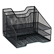 Mind Reader Metal Mesh Vertical File Holder Paper Tray Desktop Organizer, 2-Tier/5-Compartment, Letter Size, 11.25 x 12.5 x 9.5, Black (MESHBOX5BLK)