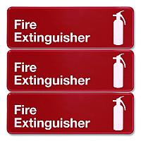 General Printing & Design Fire Extinguisher Wall Sign, 9" x 3", Red Face, White Graphics, 3/Pack (EGPHD0480S)