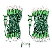 Global Printed Products Indoor/Outdoor LED Holiday String Lights, 60 Bulbs/String, 25 ft String, White/Green Wire, 2 Strings (EGPHLGWWL)