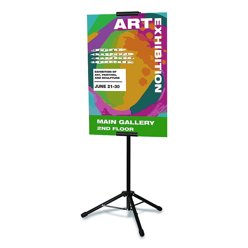General Printing & Design Blank Floor Sign Stand, Holds Posters Up to 77", 26" to 86" Tall, Black Stand, White Face (EGPHD0523)