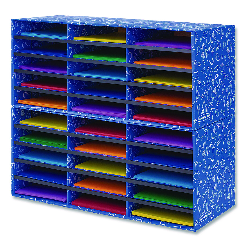 Bankers Box Classroom Collection Literature Sorter, 30 Sections, 28.5 x 12.37, Blue, 2/Carton (3384401)
