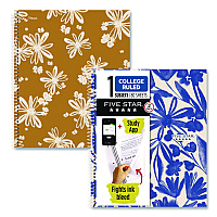Five Star Soft Pedals Spiral Notebook, 1-Subject, Medium/College Rule, Assorted Cover Colors, (80) 11 x 8.5 Sheets, 2/Pack (820331)