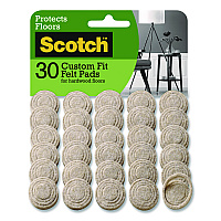 Scotch Custom Fit Felt Pads, 1.5" dia, Beige, 30/Pack (SP884NA)