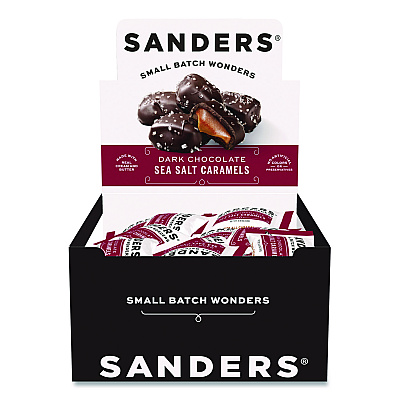 Performance Food Group Small Batch Wonders Snack Size Dark Chocolate Sea Salt Caramels, 0.5 oz Individually Wrapped, 48/Box (KAR04002)