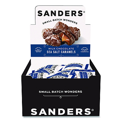 Performance Food Group Small Batch Wonders Snack-Size Milk Chocolate Sea Salt Caramels, 0.5 oz Individually Wrapped, 48/Box (KAR27163)