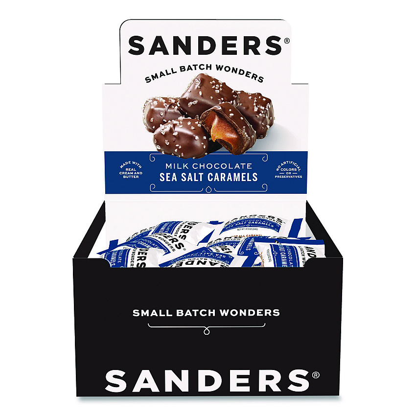 Performance Food Group Small Batch Wonders Snack-Size Milk Chocolate Sea Salt Caramels, 0.5 oz Individually Wrapped, 48/Box (KAR27163)