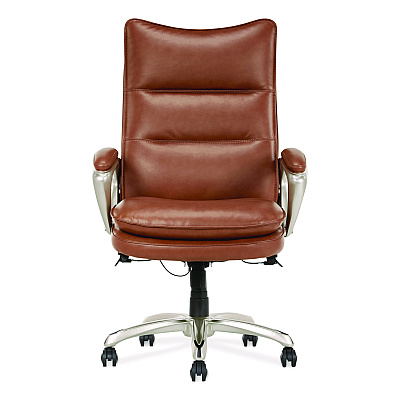 La-Z-Boy Jenkins Executive Big and Tall Chair, Supports Up to 400 lb, 20" to 23" Seat Height, Brown Seat/Back, Silver/Black Base (60075CAM)
