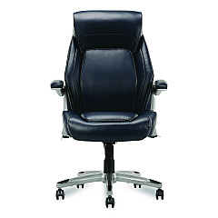 La-Z-Boy Meyer Bonded Leather Executive Chair, Supports Up to 275 lb, 19" x 22.75", Navy Seat, Navy/Back, Silver Base (60082NVYCC)