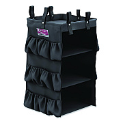 3-Sided Hanging Bag with Shelves for Suncast Commercial HKC1000/HKC2000 Housekeeping Carts, 25.4 gal, 15.7 x 12.4 x 30, Black (HKCBAG03D)