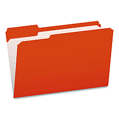 Pendaflex Colored File Folders with Grid-Ruled Interiors, 1/3-Cut: Assorted Positions, Legal Size, Bright Orange/White, 100/Box (R15313ORA)