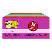 Post-it Notes Original Pads in Poptimistic Collection Colors, 1.38" x 1.88", 100 Sheets/Pad, 18 Pads/Pack (65318AU)