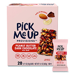 Pick Me Up Provisions Nut Bars, Peanut Butter Dark Chocolate, 0.7 oz Bar, 20/Box (PM62796CC)
