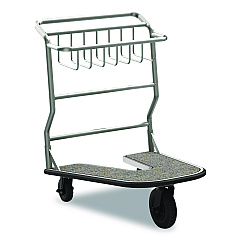 Suncast Commercial Nesting Luggage Cart with Carpeted Platform, 300 lb Capacity, 27 x 37 x 37.5, Silver/Black (MLCNC600)