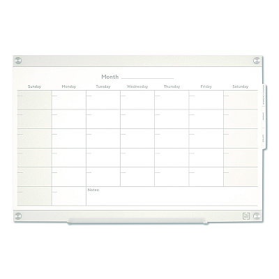 TRU RED Magnetic Glass Dry Erase Board with Templates, Six Views, 3 ft x 2 ft, White Surface (TR62139)