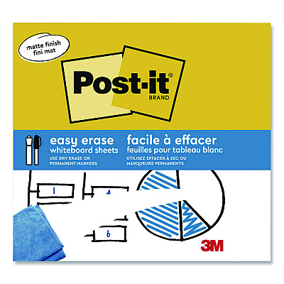 Post-it Easy-Erase Whiteboard Sheets, Plastic Surface, 9.1 x 9.1, White, 2/Pack (FWSSHEETS2PK)