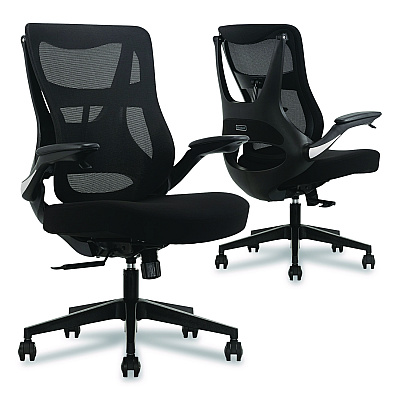 Beautyrest ErgoMax Mesh Swivel Task Chair, Supports Up to 275 lb, 19" x 22.75" Seat Height, Black Back/Seat, Black Base (60078BLK)