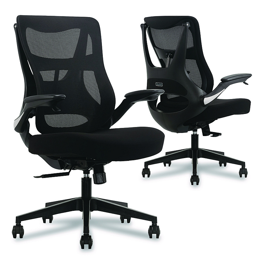 Beautyrest ErgoMax Mesh Swivel Task Chair, Supports Up to 275 lb, 19" x 22.75" Seat Height, Black Back/Seat, Black Base (60078BLK)