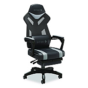 Emerge Vomax Bonded Leather Gaming Chair, Supports Up to 275 lb, 18.5" to 22.2" Seat Height, Black/Gray Back/Seat, Black Base (61364)