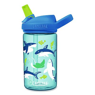 CamelBak Eddy + Kids Water Bottle, Sharks and Rays Design, 14 oz, Multicolor (2472402041)