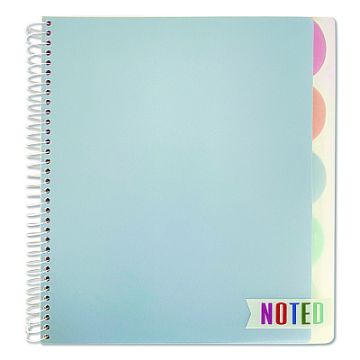 Carolina Pad Noted Five-Subject Spiral Notebook, Medium/College Rule, Randomly Assorted Cover Color, (150) 11 x 8.5 Sheets (17514)