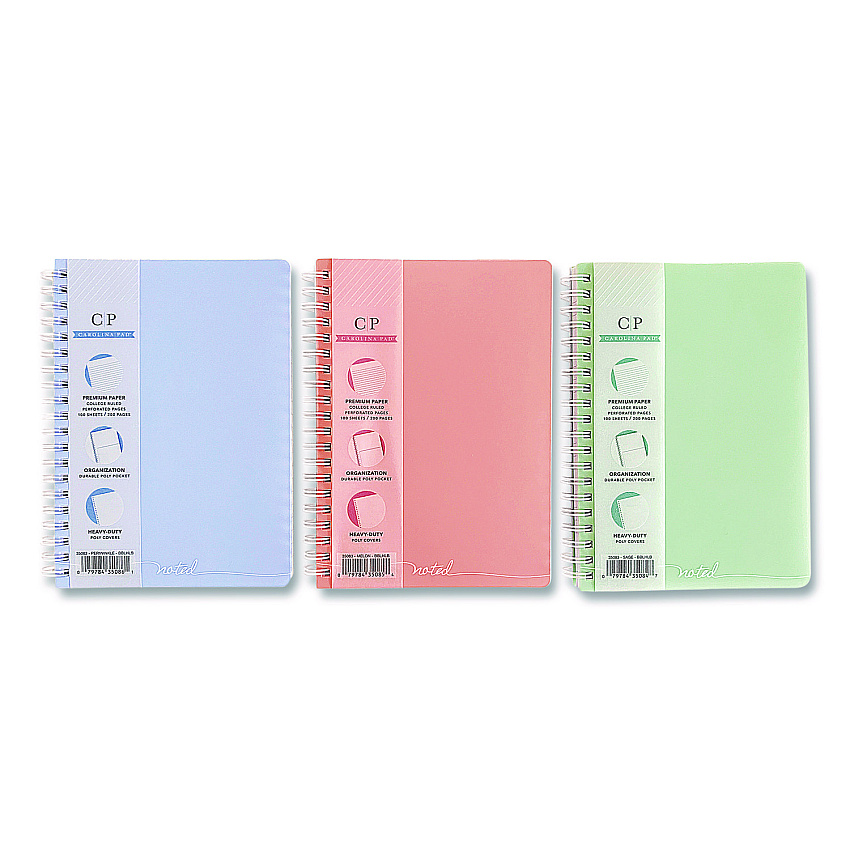 Carolina Pad Noted Personal Notebook, Medium/College Rule, Randomly Assorted Cover Color, (100) 7 x 5 Sheets (35083)