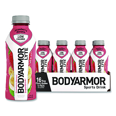 BodyArmor LYTE Sports Drink, Strawberry Banana, 16 oz Bottle, 12/Pack (411896)