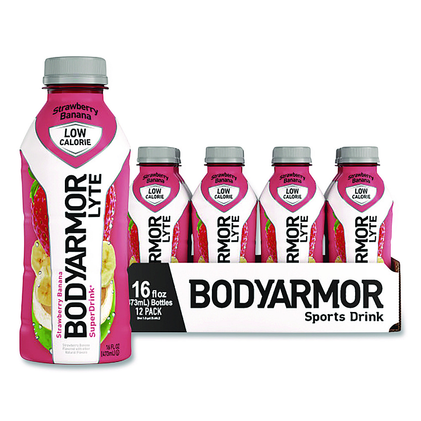 BodyArmor LYTE Sports Drink, Strawberry Banana, 16 oz Bottle, 12/Pack (411896)