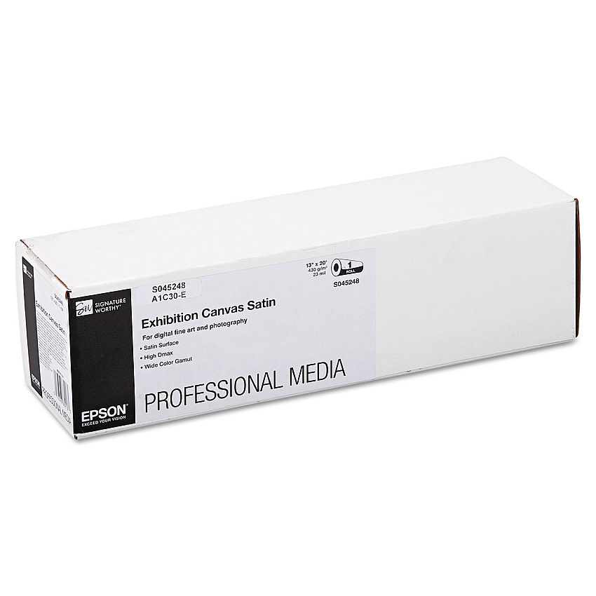 Epson Exhibition Canvas, 23 mil, 13" x 20 ft, Satin White (EPSS045248)