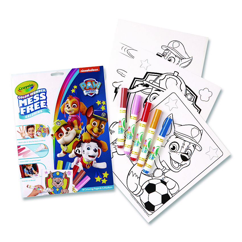 Crayola Nickelodeon Paw Patrol Color Wonder Kit, Includes Five Markers, Ages 3 and Up, 18 Pages (757007)