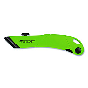 Westcott Ceramic Safety Cutter with Fold-Out Film Cutter, Plastic Handle, Green (00741)