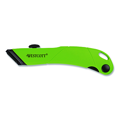 Westcott Ceramic Safety Cutter with Fold-Out Film Cutter, Plastic Handle, Green (00741)