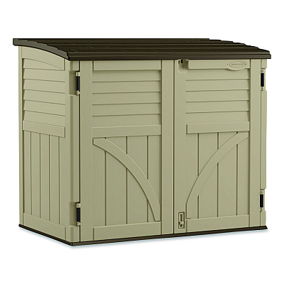 Suncast Horizontal Storage Shed, 4 ft 5" x 2 ft 8.5" x 3 ft 9.5", Sand/Slate (BMS3400X)