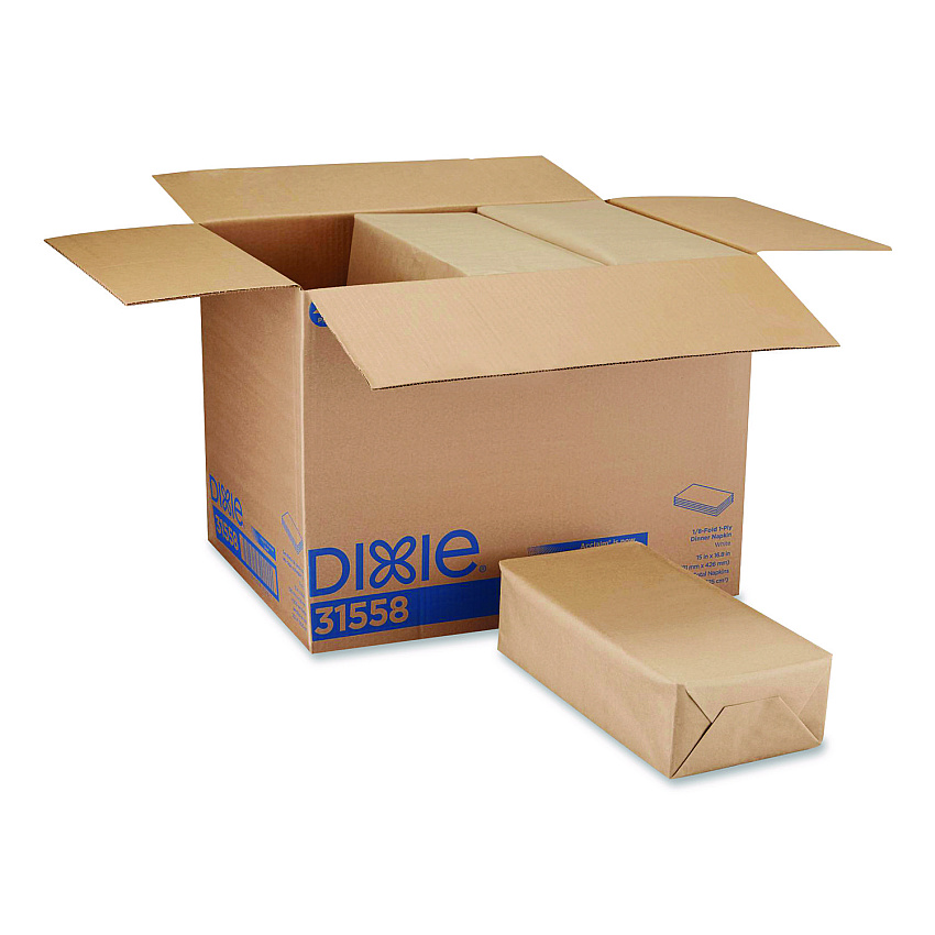 Dixie 1/8-Fold Dinner Napkin, 1-Ply, 15 x 16.8, White, 350/Pack, 12 Packs/Carton (31558)