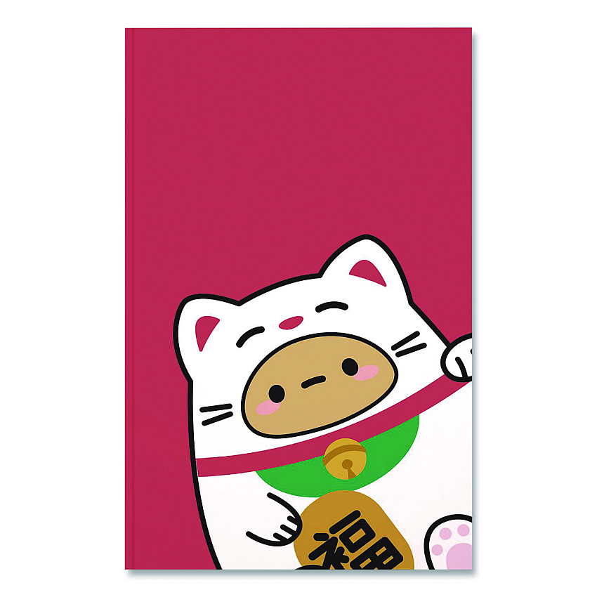 Denik Smoko Tayto Lucky Cat Layflat Notebook, 1-Subject, Medium/College Rule, Red/White/Brown Cover, (72) 8 x 5 Sheets (LFC1885L)