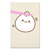 Denik Smoko Lil B Dumpling Layflat Notebook, 1-Subject, Medium/College Rule, Tan/White/Pink Cover, (72) 8 x 5 Sheets (LFC1887L)