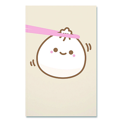 Denik Smoko Lil B Dumpling Layflat Notebook, 1-Subject, Medium/College Rule, Tan/White/Pink Cover, (72) 8 x 5 Sheets (LFC1887L)