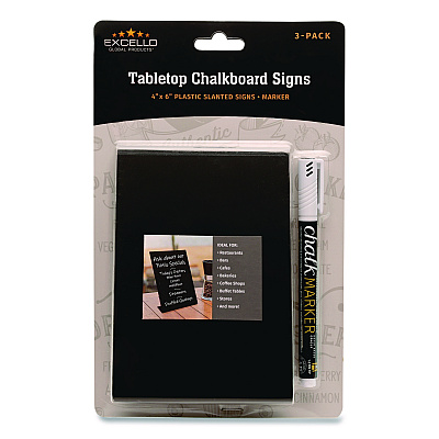 General Printing & Design Tabletop Chalkboard Signs, Black Surface, 4 x 6, 3/Pack (EGPHD0509S)