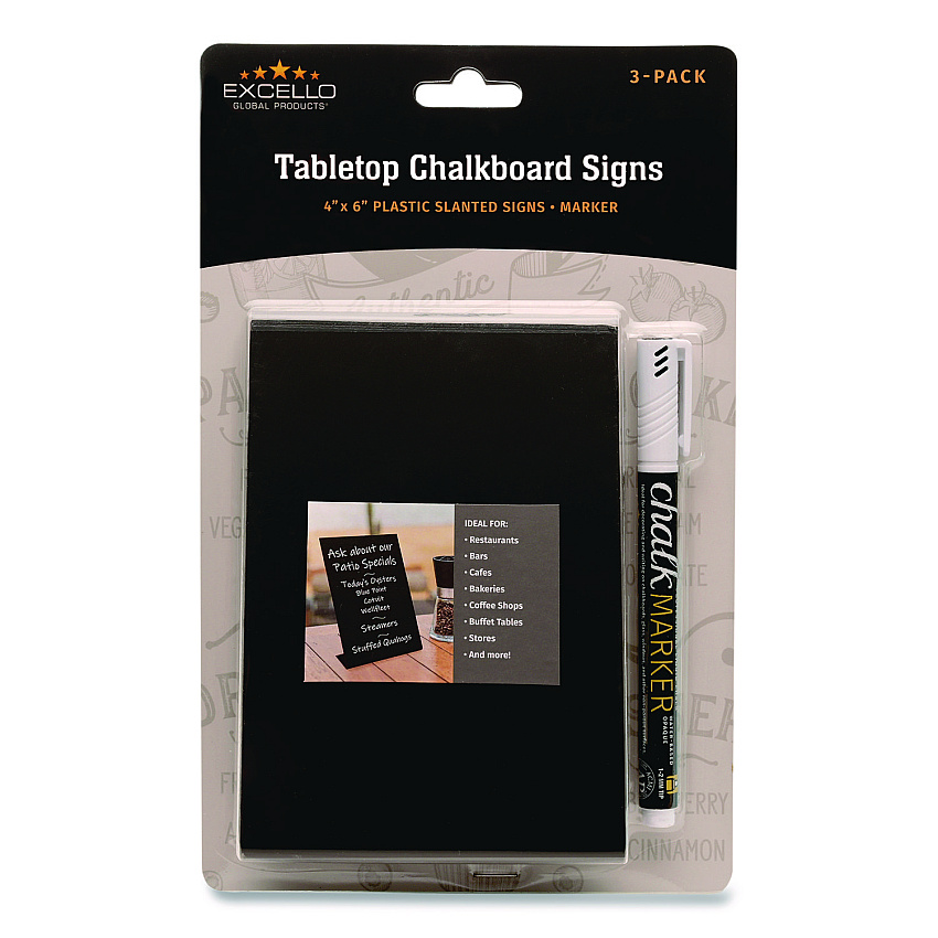 General Printing & Design Tabletop Chalkboard Signs, Black Surface, 4 x 6, 3/Pack (EGPHD0509S)