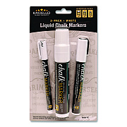 General Printing & Design Liquid Chalk Markers, Assorted Tip Sizes and Types, White, 3/Pack (EGPHD0511S)