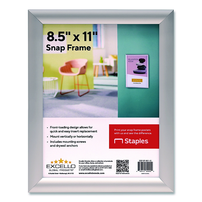 General Printing & Design Poster Holder, Aluminum, 8.5 x 11, Silver (EGPSF8511S)