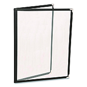 General Printing & Design Menu Holder For 8.5 x 11 Menus, Portrait Orientation, 4-View, 9.6 x 12 Holder, Clear/Black/Silver, 10/Pack (SPLSMENU4)