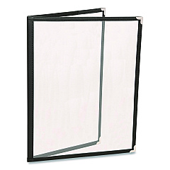 General Printing & Design Menu Holder For 8.5 x 11 Menus, Portrait Orientation, 4-View, 9.6 x 12 Holder, Clear/Black/Silver, 10/Pack (SPLSMENU4)