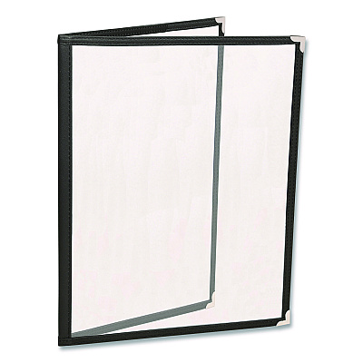 General Printing & Design Menu Holder For 8.5 x 11 Menus, Portrait Orientation 4-View, 9.6 x 11.9, Clear/Black/Silver (SPLSMENU41PK)